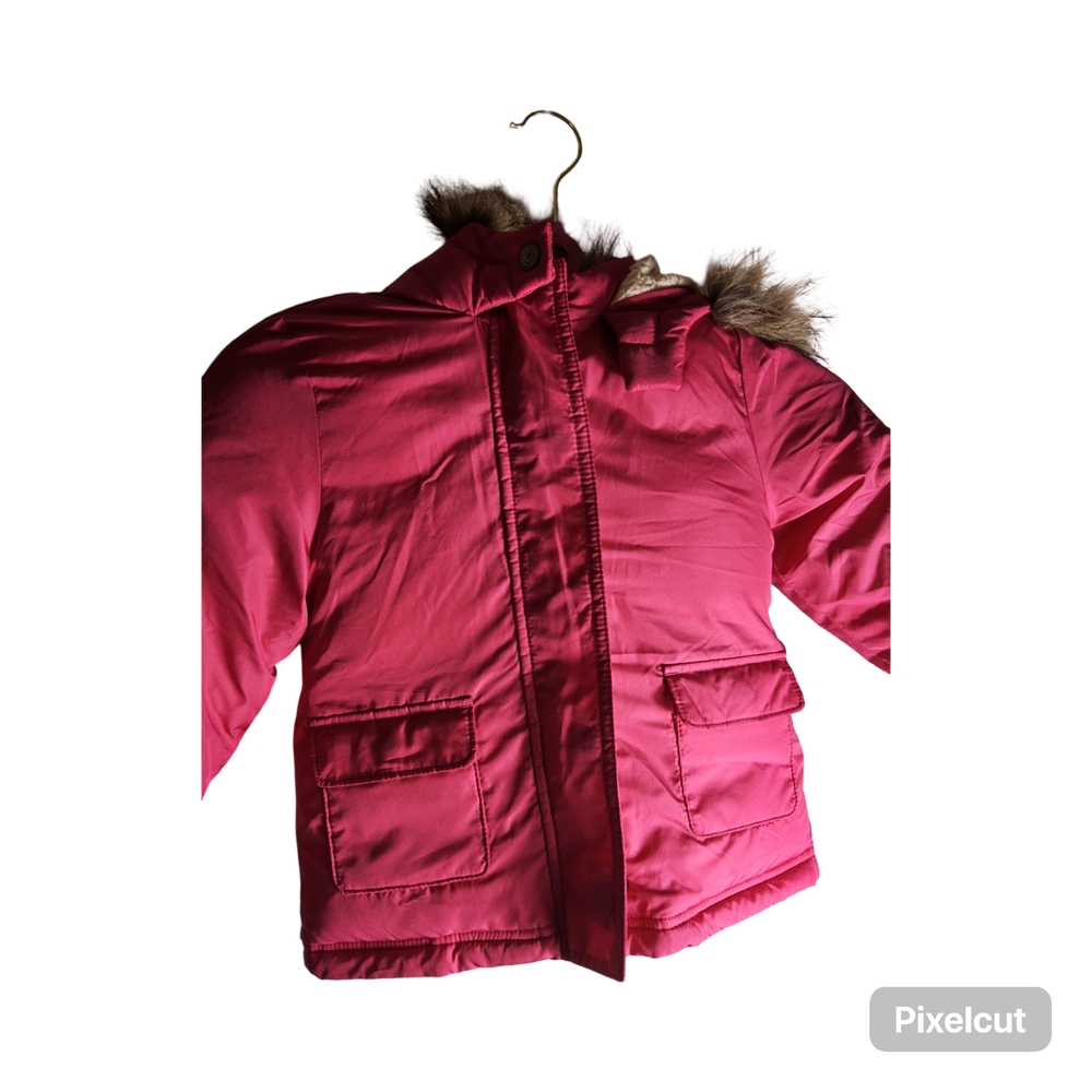 Preloved Size 5t Pink Kids Jacket with Faux Fur Trim